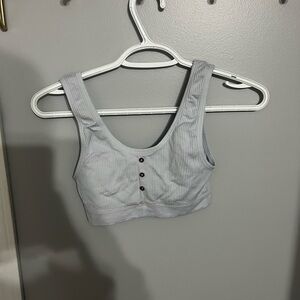 Gray Ribbed Crop Top